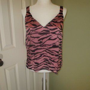 CAMI NYC Pink Silk Zebra Print Tank Medium